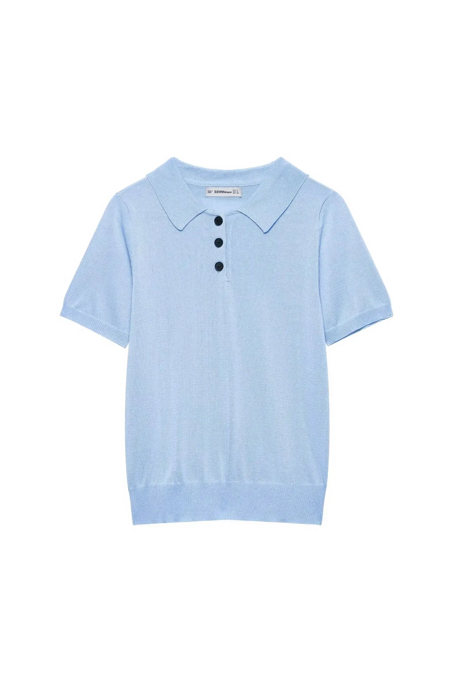 ALESSIA CANDY - Damen Strick Top – Polo Kragen Kurzarm Pullover