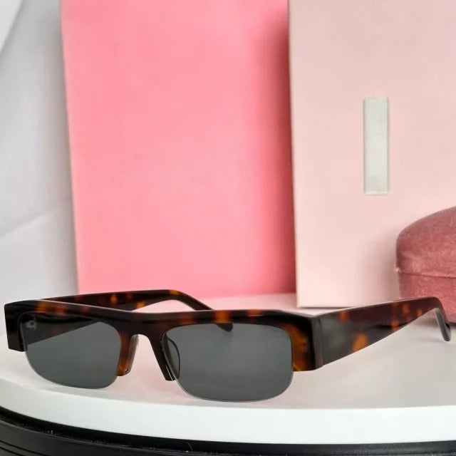 Neue modische Acetat-Sonnenbrille für Damen, Markendesigner, halbrandloser Rahmen, Eyeware, Sommer, coole Mädchen-Sonnenbrille mit rechteckigem Rahmen