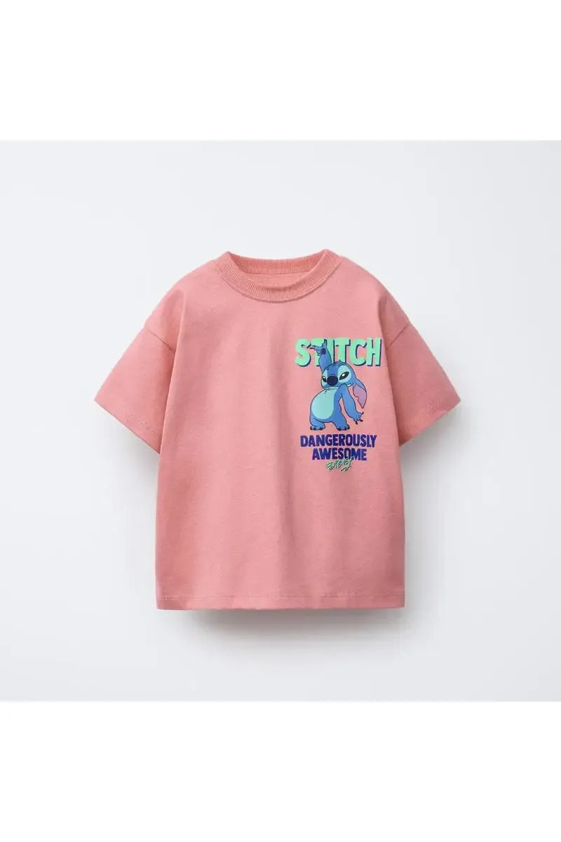 Mini Stitch Cartoon Tee & Shorts Set – Kids