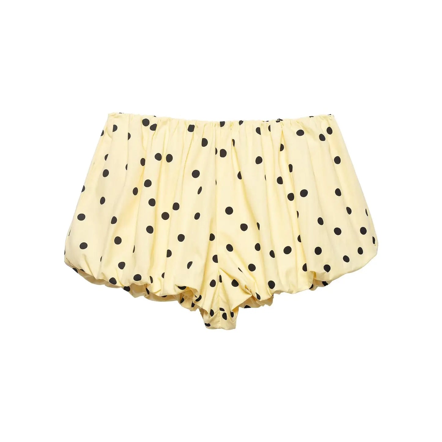 HH 2026 Women 2 Piece Set Long Sleeves Single Breasted Shirring Polka Dot Short Coat+Casual Elastic Waist Balloon Fit Shorts