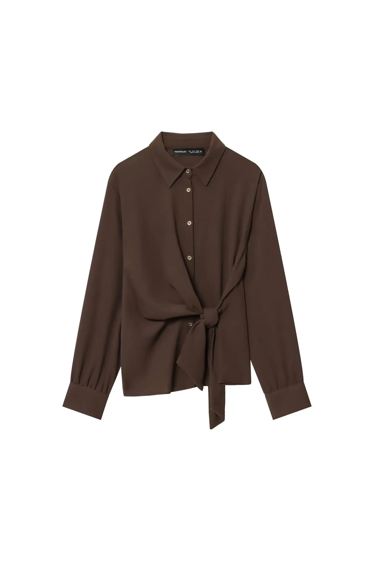 BSAY Hosen set 2 stücke anzug 2025 herbst neue revers lange ärmeln knoten verziert hemd oder elastische hohe taille breite bein hosen mujer