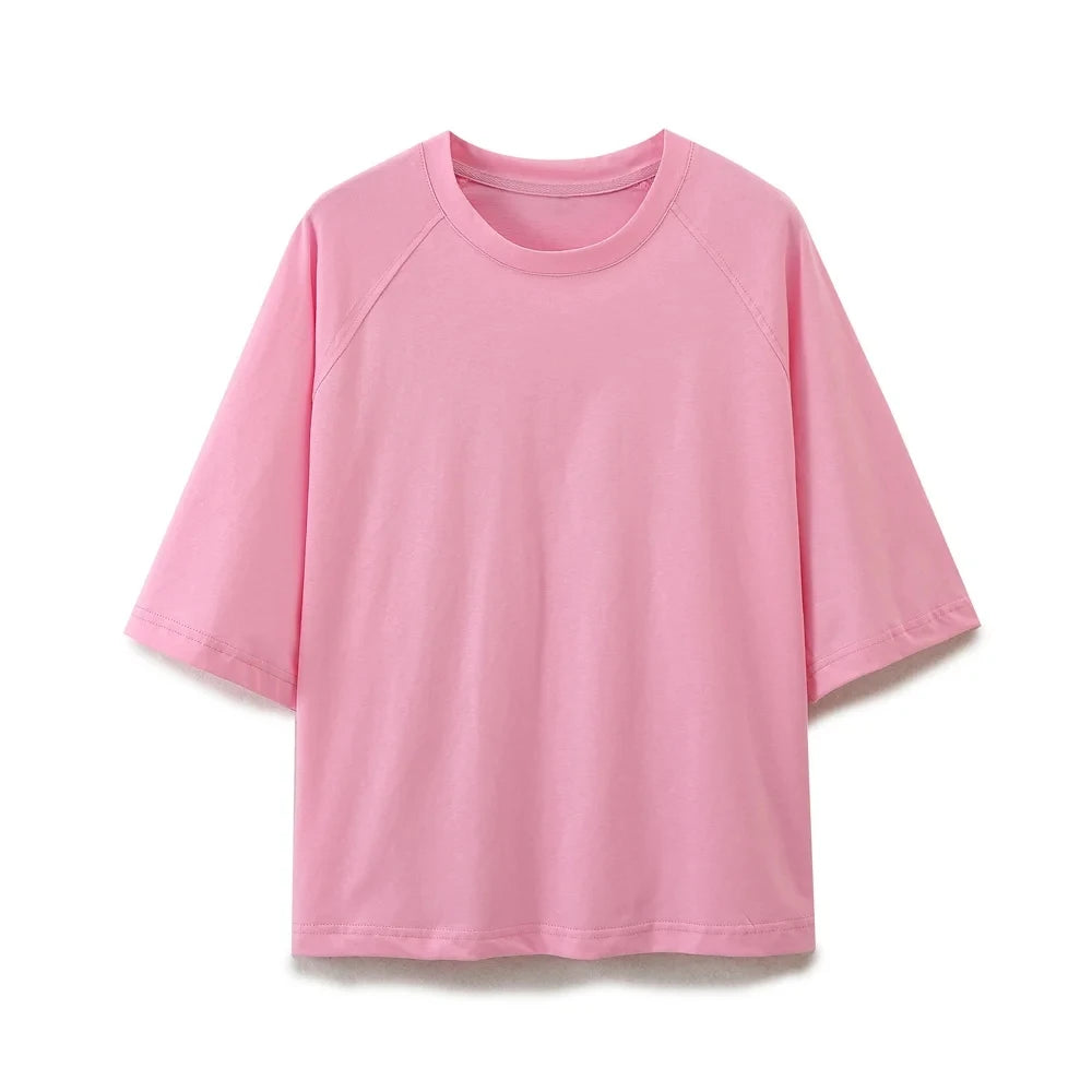 HH Sommer Frauen Casual T-shirt Hose Sets Elegante Rosa O Hals Kurzarm T-Shirt + Kordelzug Lose Hosen Frühling Anzug
