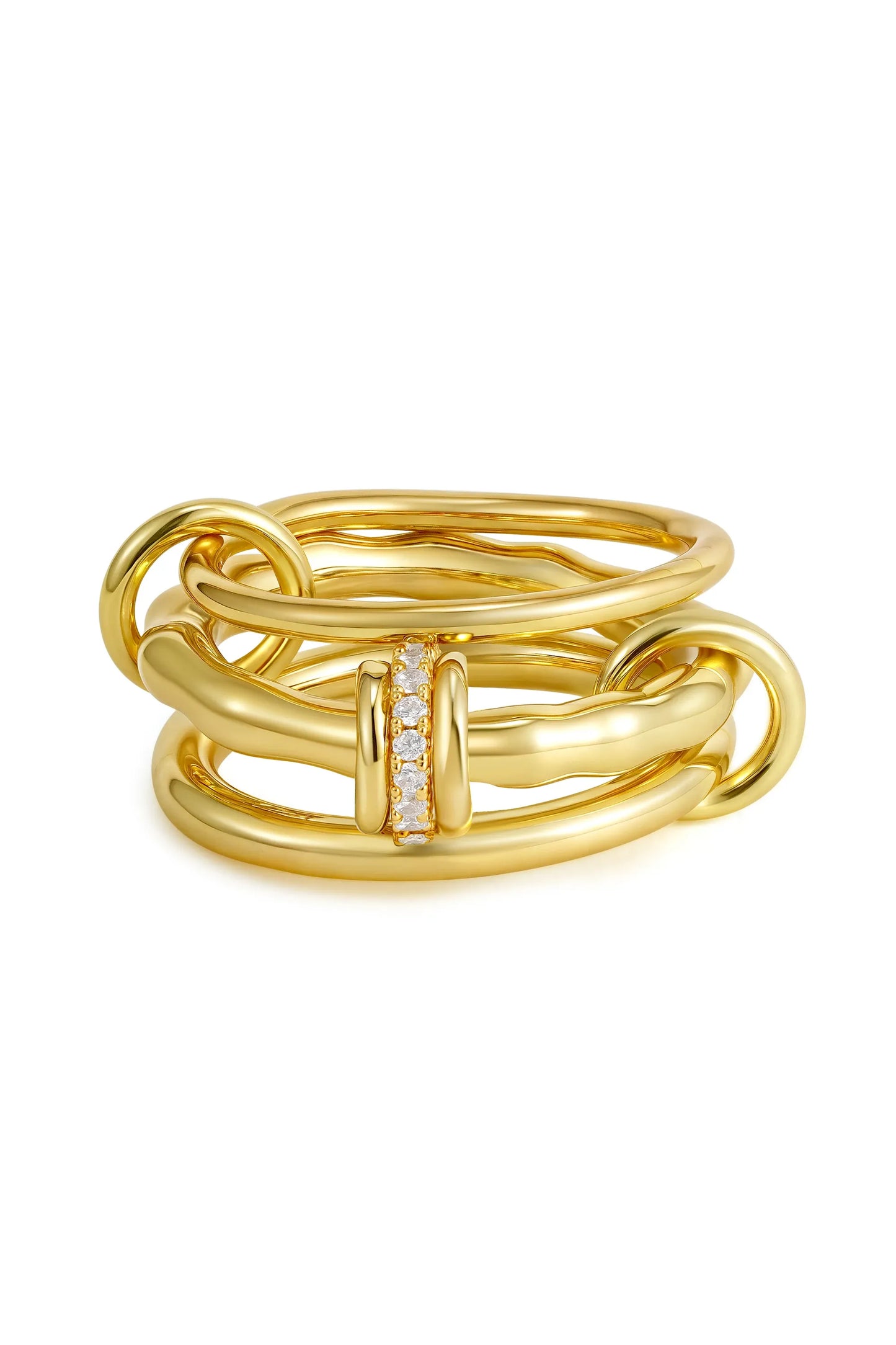 Luxus Zirkonia Stapelring – Vergoldeter Damenring