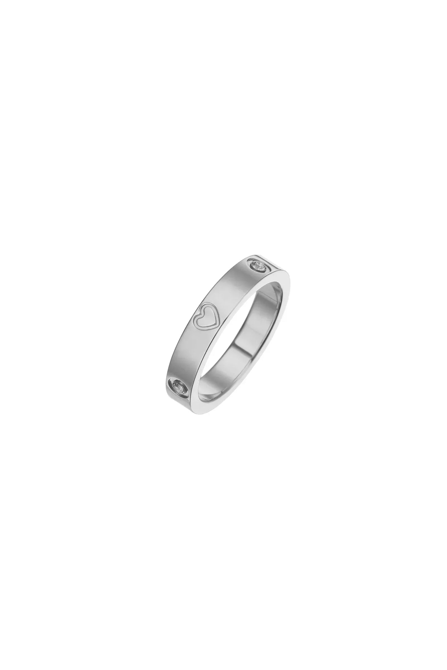 Herzring mit Zirkonia – Eleganter Edelstahlring für Frauen