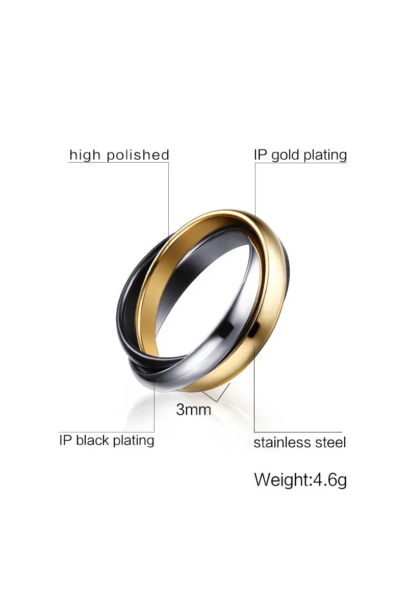 Interlock Dreifachring – Edelstahl Damenring