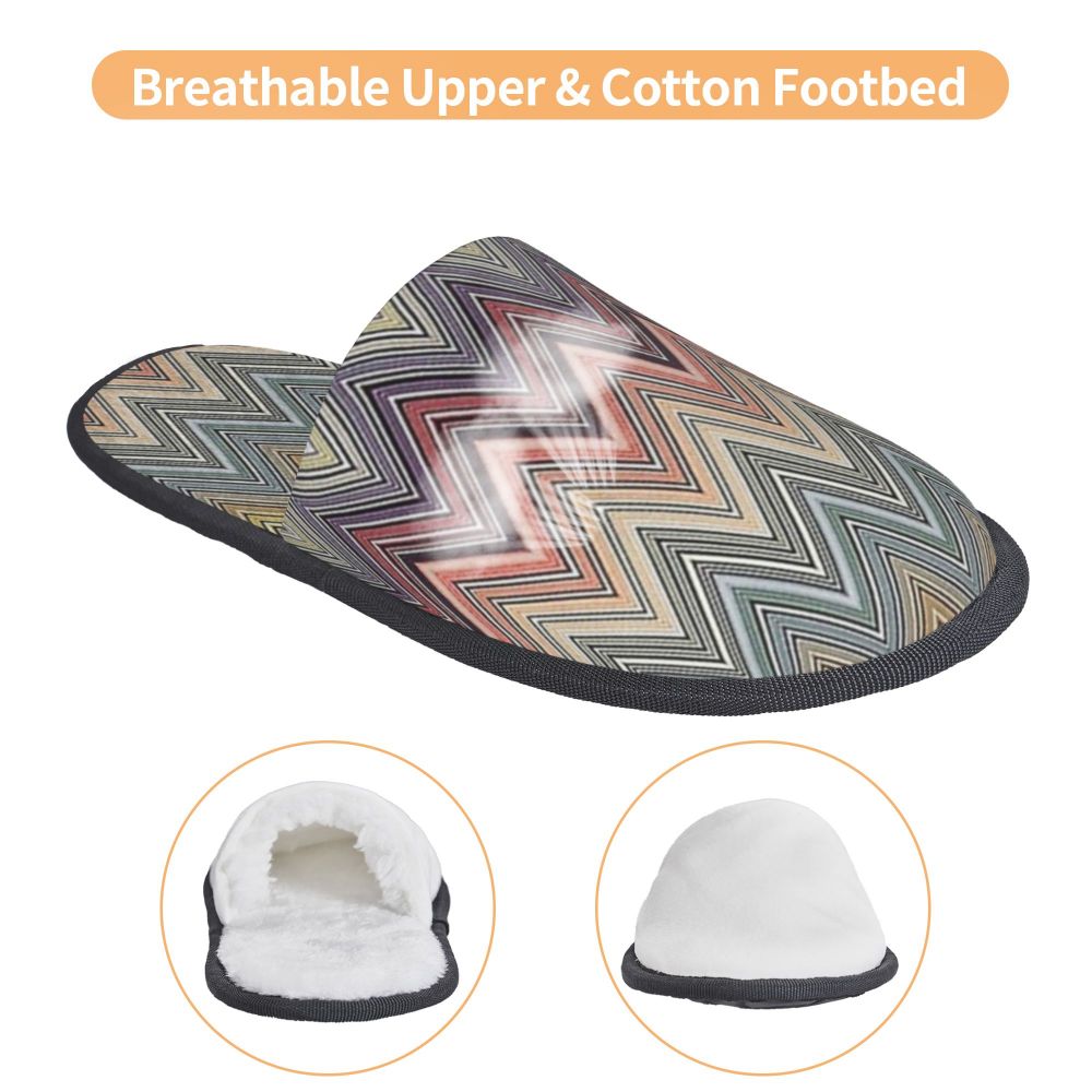 Abstract Geometric Home Zig Zag Guest Slippers for Hotel Women Custom Print Boho Modern Camouflage House Slipper