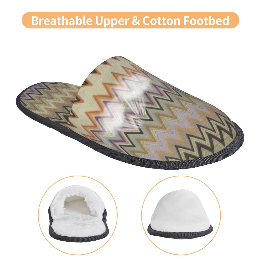 Abstract Geometric Home Zig Zag Guest Slippers for Hotel Women Custom Print Boho Modern Camouflage House Slipper