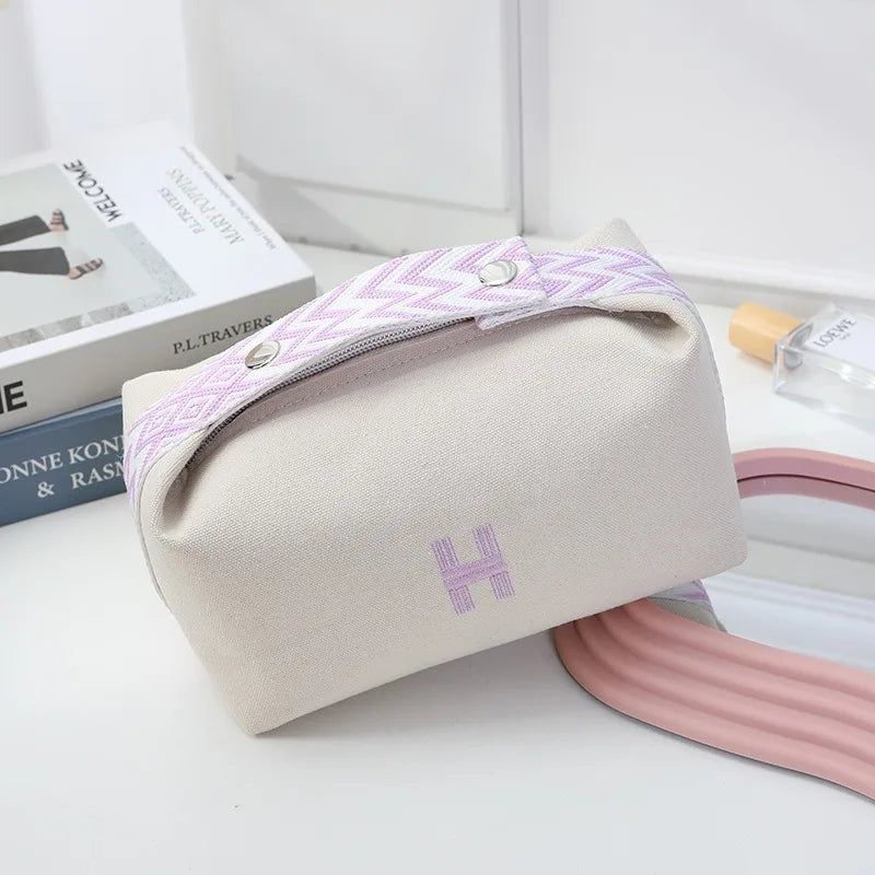 Portable Travel Cosmetic Bag Large Capacity Handheld Toiletry Bag Luxury Canvas Foldable Storage Bag for Makeup And Travel