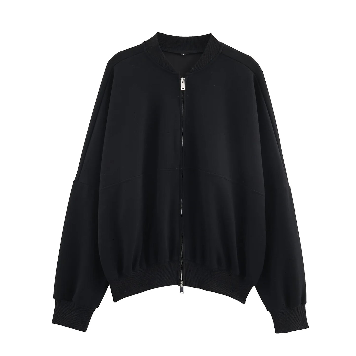 KADUWAKI Herbst Dame Casual Outfit Einfarbig Zipper Up Bomber Jacke Gerippte Borte Ausgestelltes Kordelzug Hose frauen Zwei Stück set