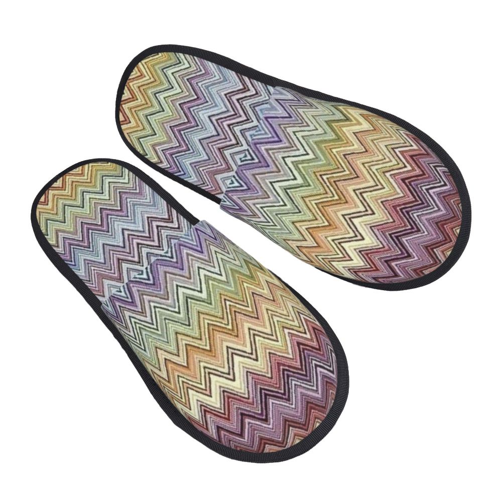Abstract Geometric Home Zig Zag Guest Slippers for Hotel Women Custom Print Boho Modern Camouflage House Slipper
