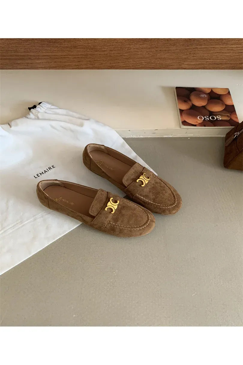 Französische Vintage-Slipper mit flacher Sohle für Damen – Eleganter, neuer Frühlingsstil, Schwarz, Slip-On, weiche Sohle, Bohnenschuhe