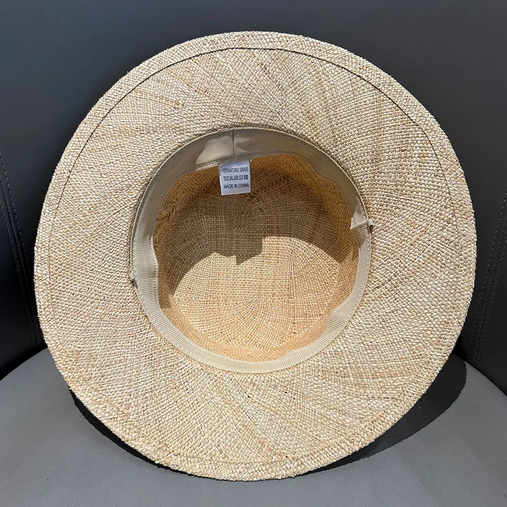 2026 New Summer Natural Straw Wide Brim Handmade High Quality Boater Hat For Women Sun Hat Sombrero Mujer Playa Boater Hat