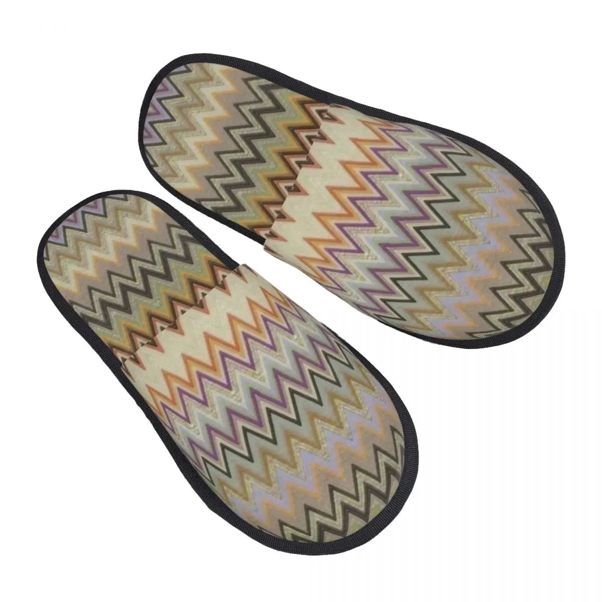 Abstract Geometric Home Zig Zag Guest Slippers for Hotel Women Custom Print Boho Modern Camouflage House Slipper