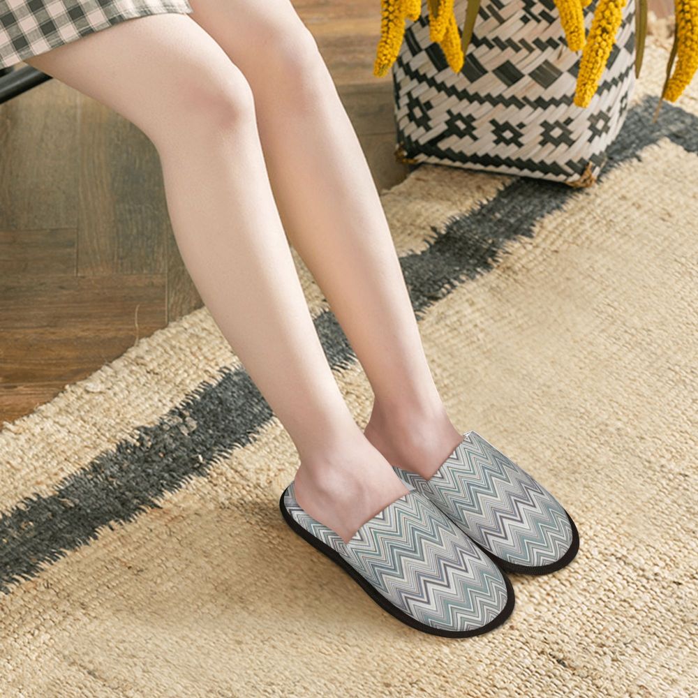 Abstract Geometric Home Zig Zag Guest Slippers for Hotel Women Custom Print Boho Modern Camouflage House Slipper