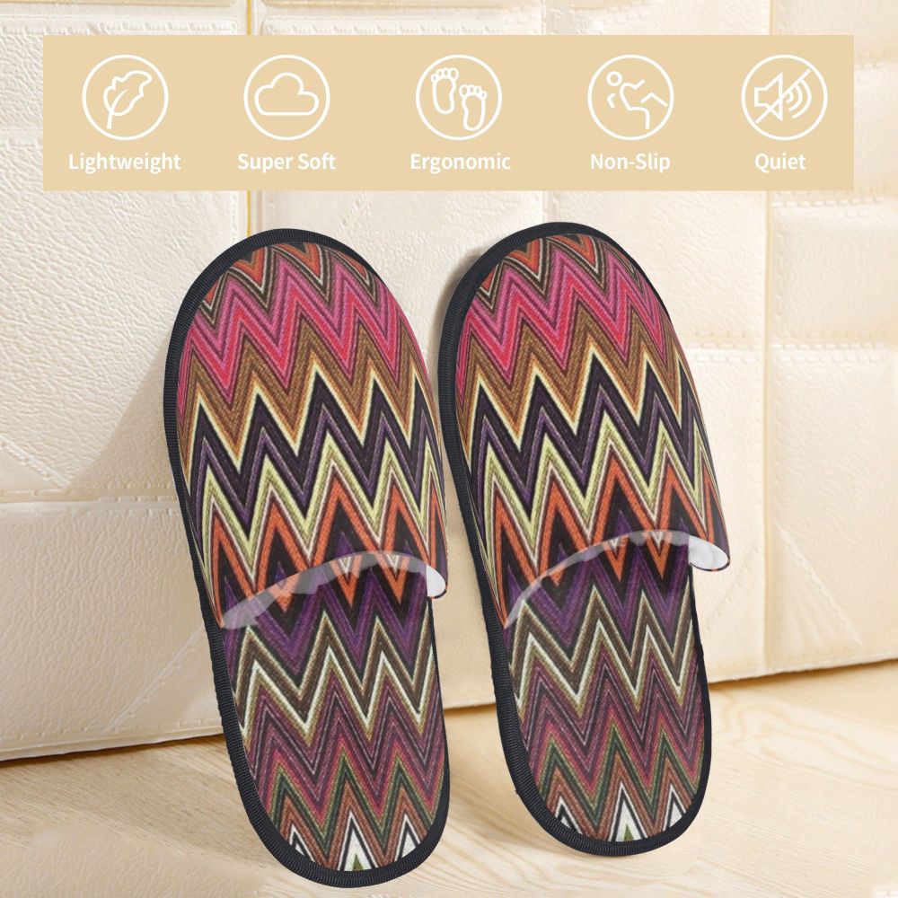 Abstract Geometric Home Zig Zag Guest Slippers for Hotel Women Custom Print Boho Modern Camouflage House Slipper