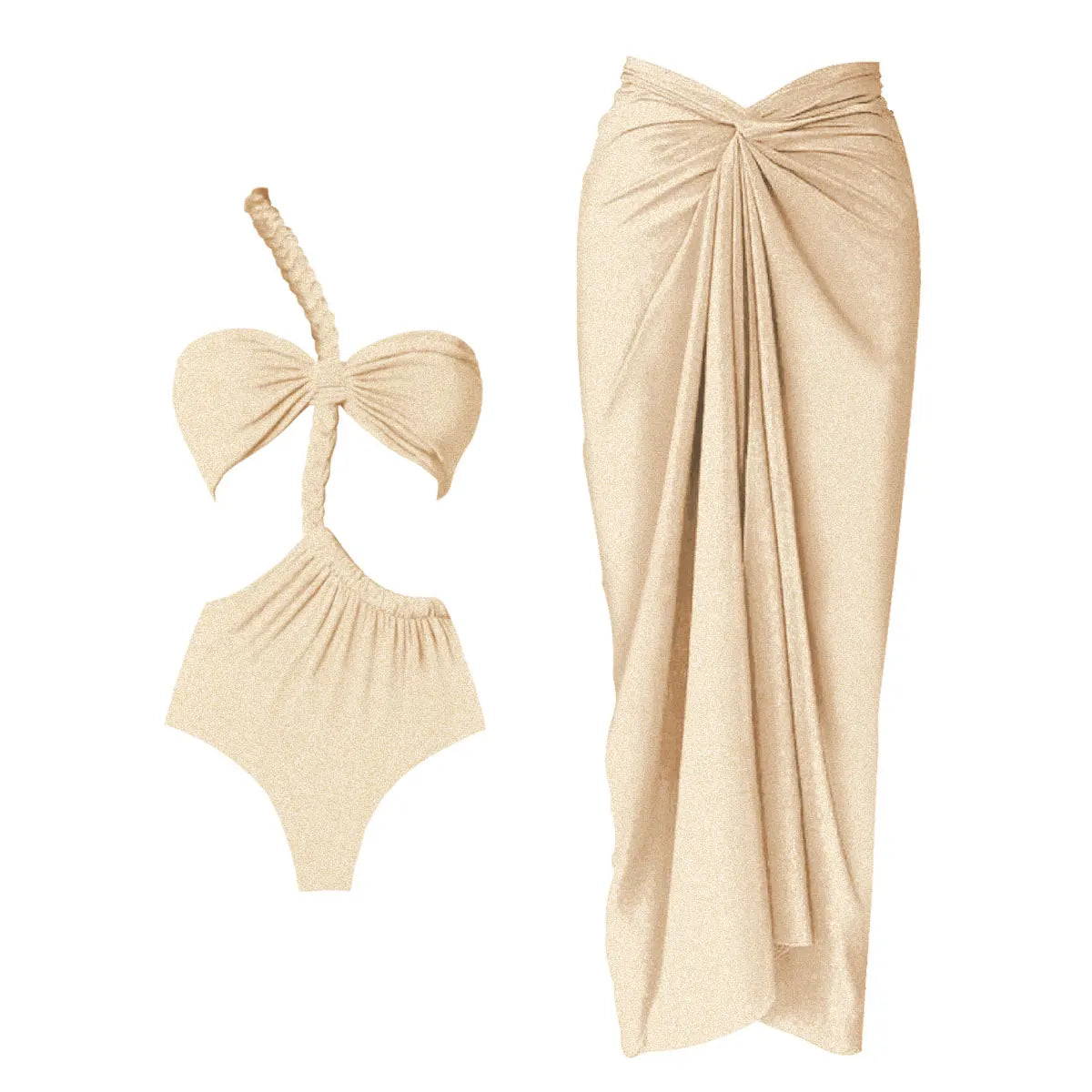 One Shoulder Ruffle Bikini Set With Cover Up White Belt Swimsuit Sexy Swimwear Women High Waist Biquini Bathingsuit Beachwear