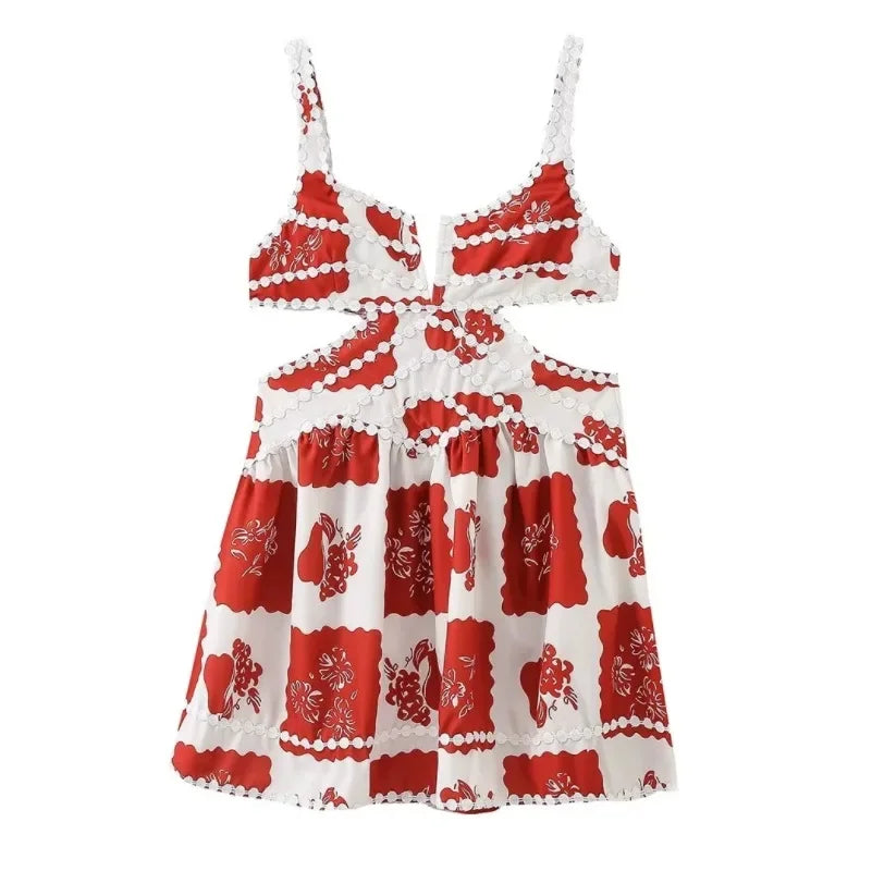 Minikleid A-Linie mit bedrucktem Tanktop Damenmode im europäischen und amerikanischen Stil ärmellose Minikleider