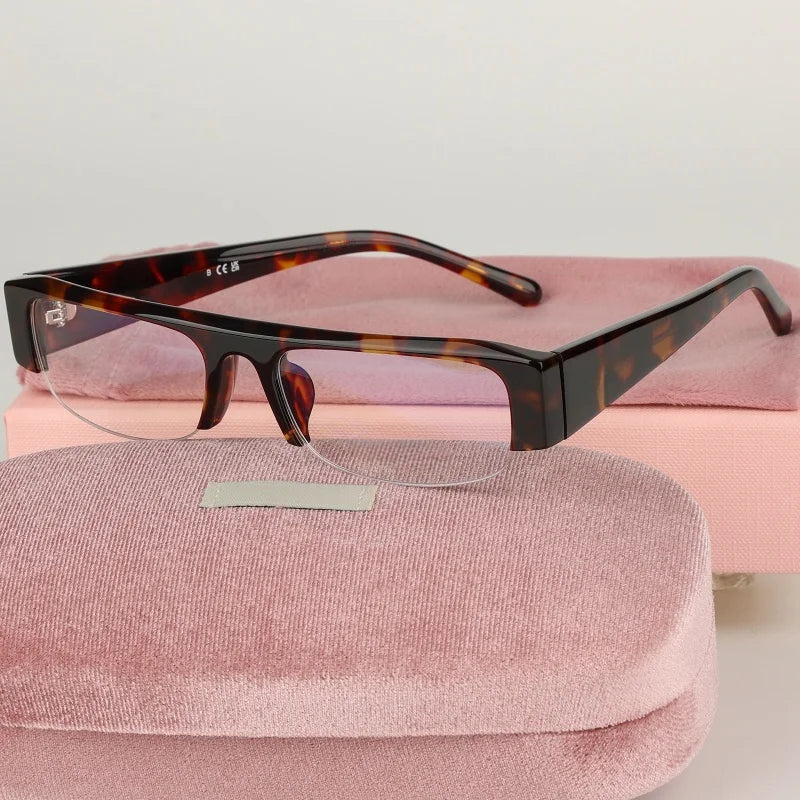 Neue modische Acetat-Sonnenbrille für Damen, Markendesigner, halbrandloser Rahmen, Eyeware, Sommer, coole Mädchen-Sonnenbrille mit rechteckigem Rahmen