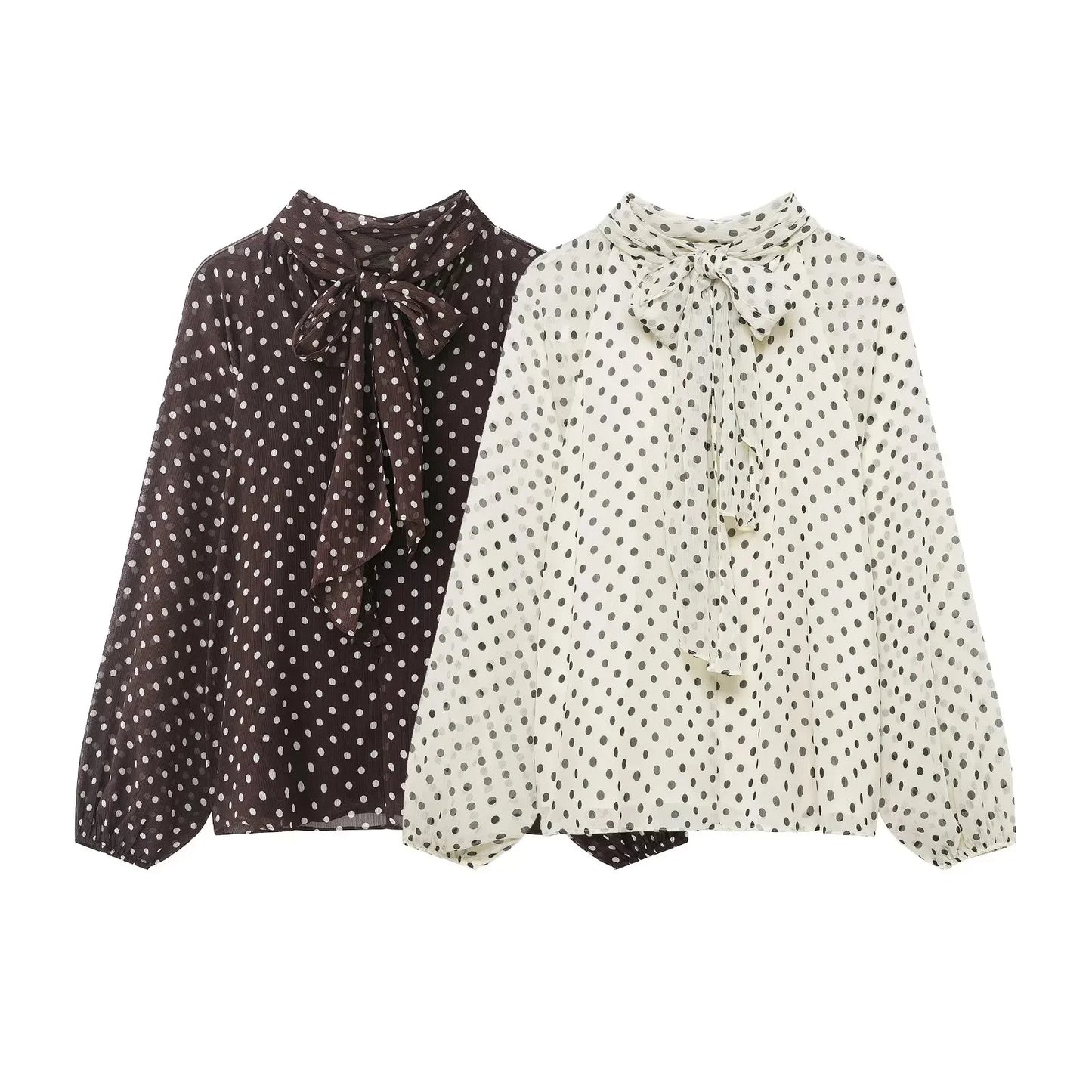 KONDALA Frauen Trendy Polka Dot Bluse Fliege Oansatz Hemd Neue Mode 2026 Frühling Sommer Urlaub Partei Elegante Mujer Bluse