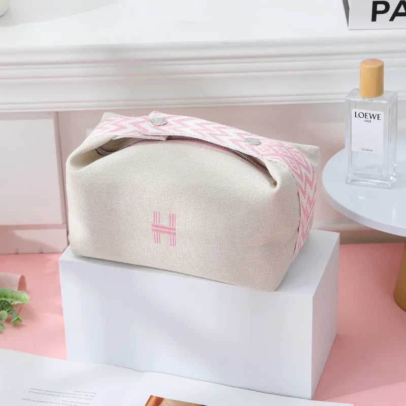 Portable Travel Cosmetic Bag Large Capacity Handheld Toiletry Bag Luxury Canvas Foldable Storage Bag for Makeup And Travel