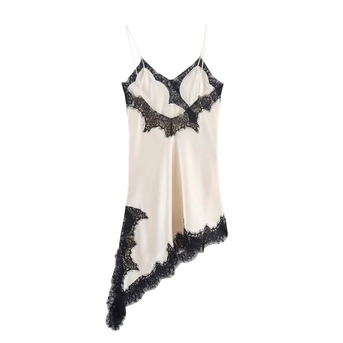 Women Fashion Sexy V-Neck Lace Elegant Halter Dress Asymmetric Hem Dress 2026 Summer New Fashion Holiday Party Beach Dresses