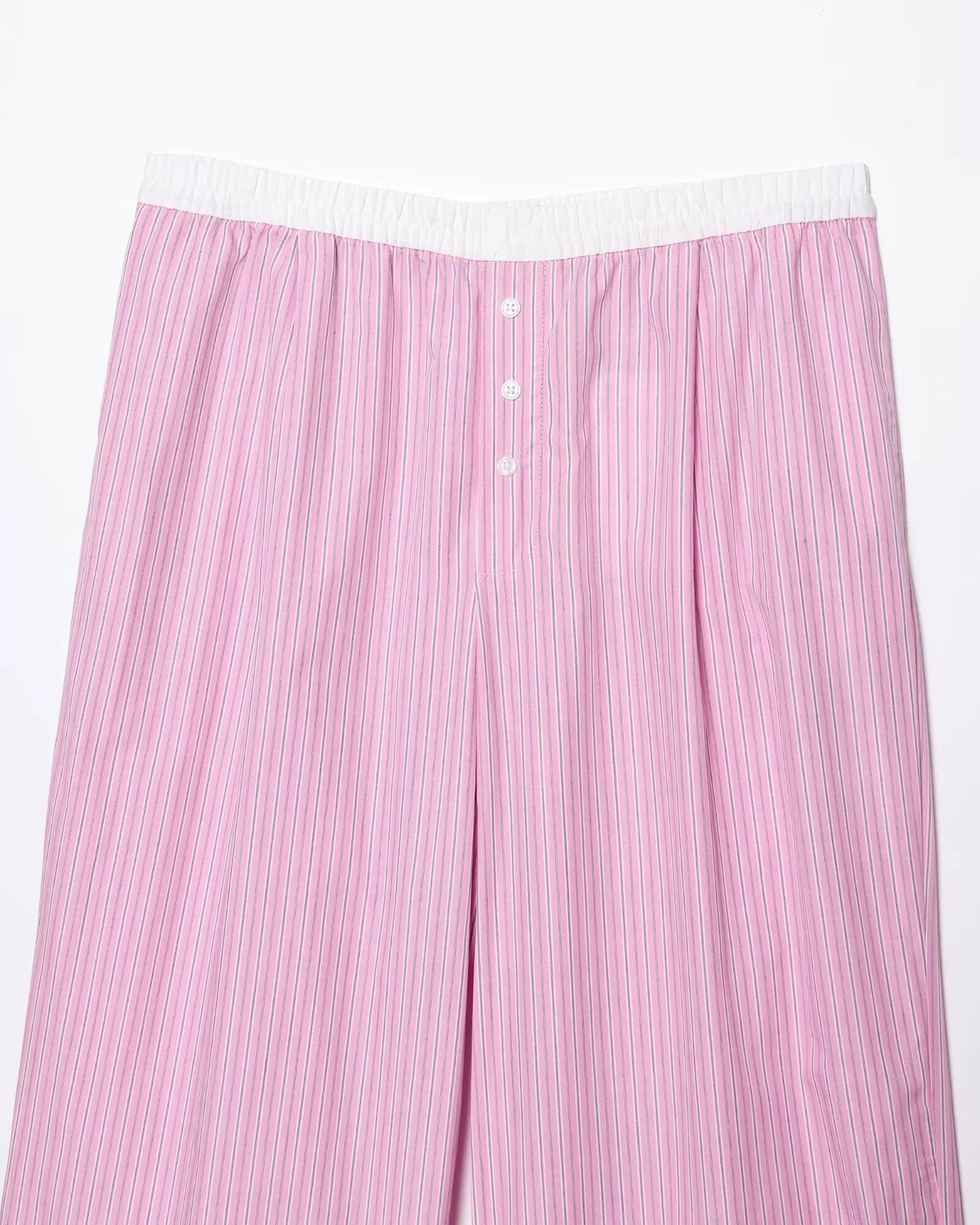HH Women's Striped Pants Suit Bat Sleeve Loose Poplin Shirt+Elastic Waist Side Pocket Boxer Panties Pajama Style Casual Pant