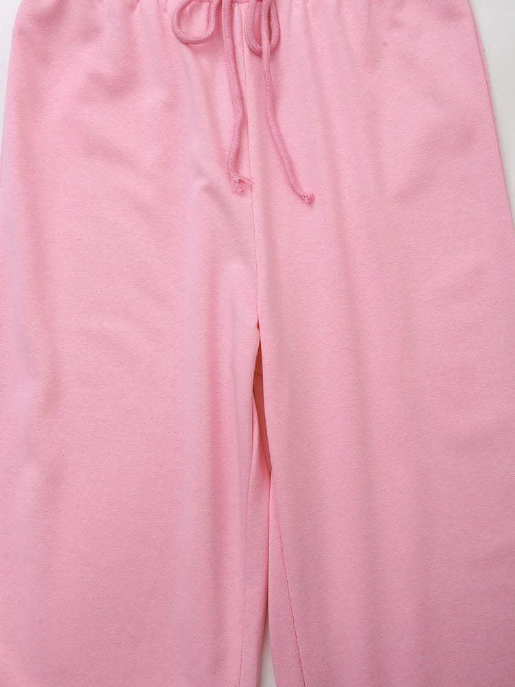 HH Sommer Frauen Casual T-shirt Hose Sets Elegante Rosa O Hals Kurzarm T-Shirt + Kordelzug Lose Hosen Frühling Anzug