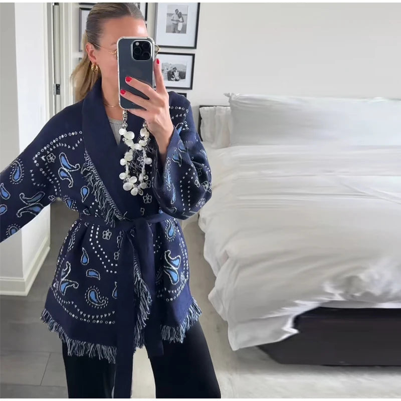 Frauen Gestrickte Getäfelten Pullover drehen-unten Kragen Flare Hülse Reißverschlüsse Mantel Strickjacke Casual Büro Dame Herbst 2025, Pullover