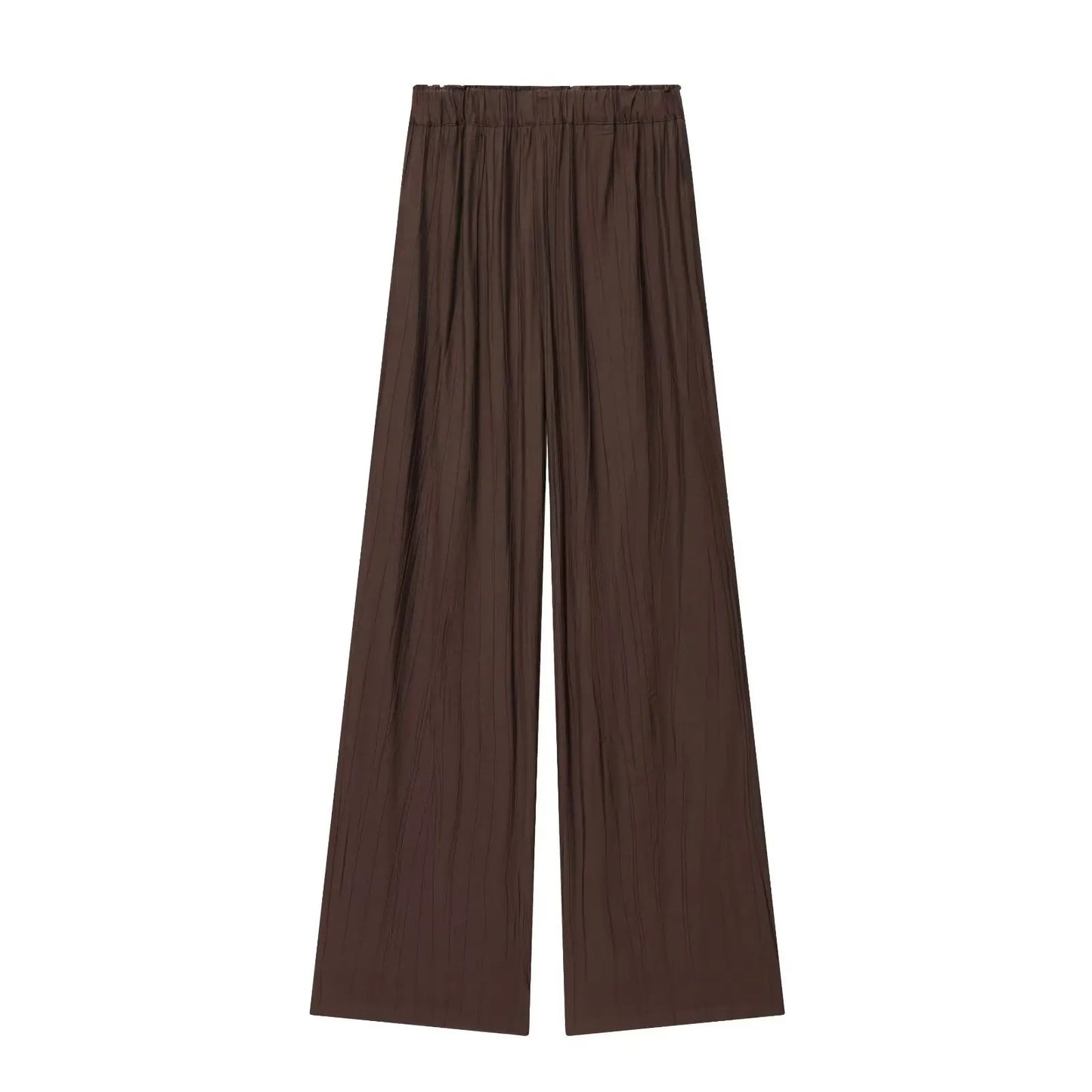 Loose Long Sleeve V-Neck Shirt Elastic Waist High Waist Wide Leg Pants Set Women's Casual Comfortable Polyester Spring Summer