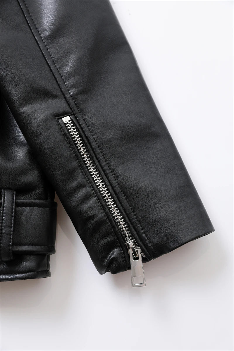 Neue 2025, Damen-Motorrad-Leder, PU-Kunstleder, lockere Jacke, schwarze Jacke