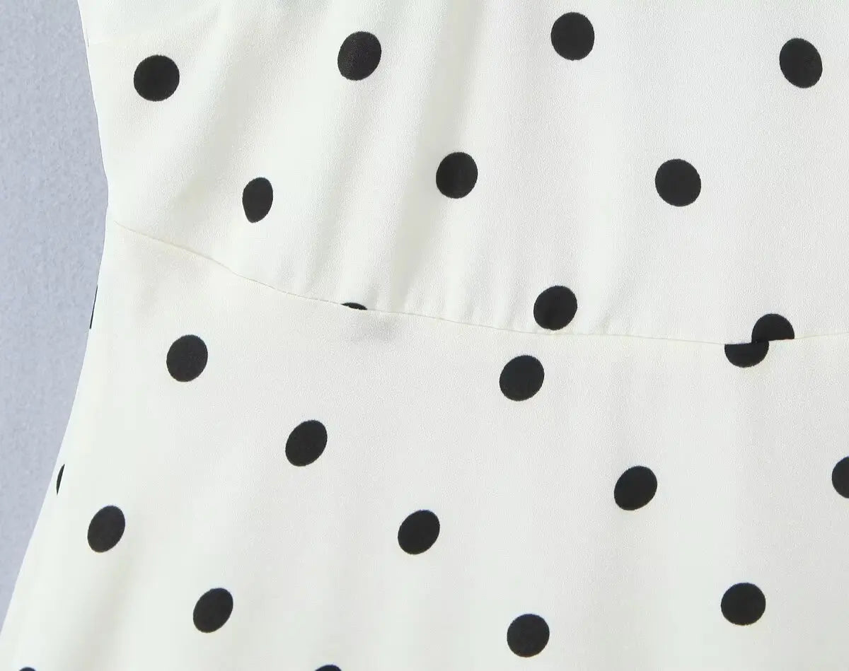 YENKYE Lace Spliced Polka Dot Halter Dress Women Elegant A-line Mini Sexy Backless Dresses Summer Robe 2025