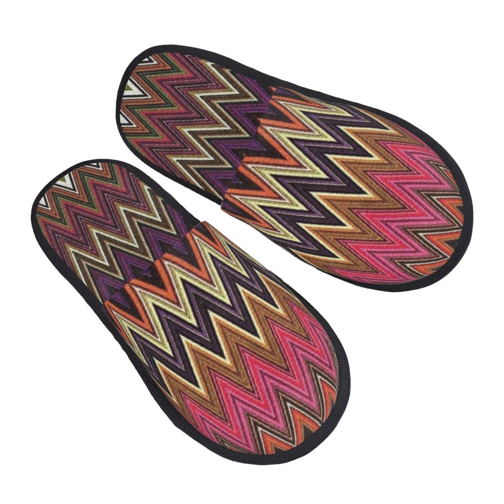 Abstract Geometric Home Zig Zag Guest Slippers for Hotel Women Custom Print Boho Modern Camouflage House Slipper