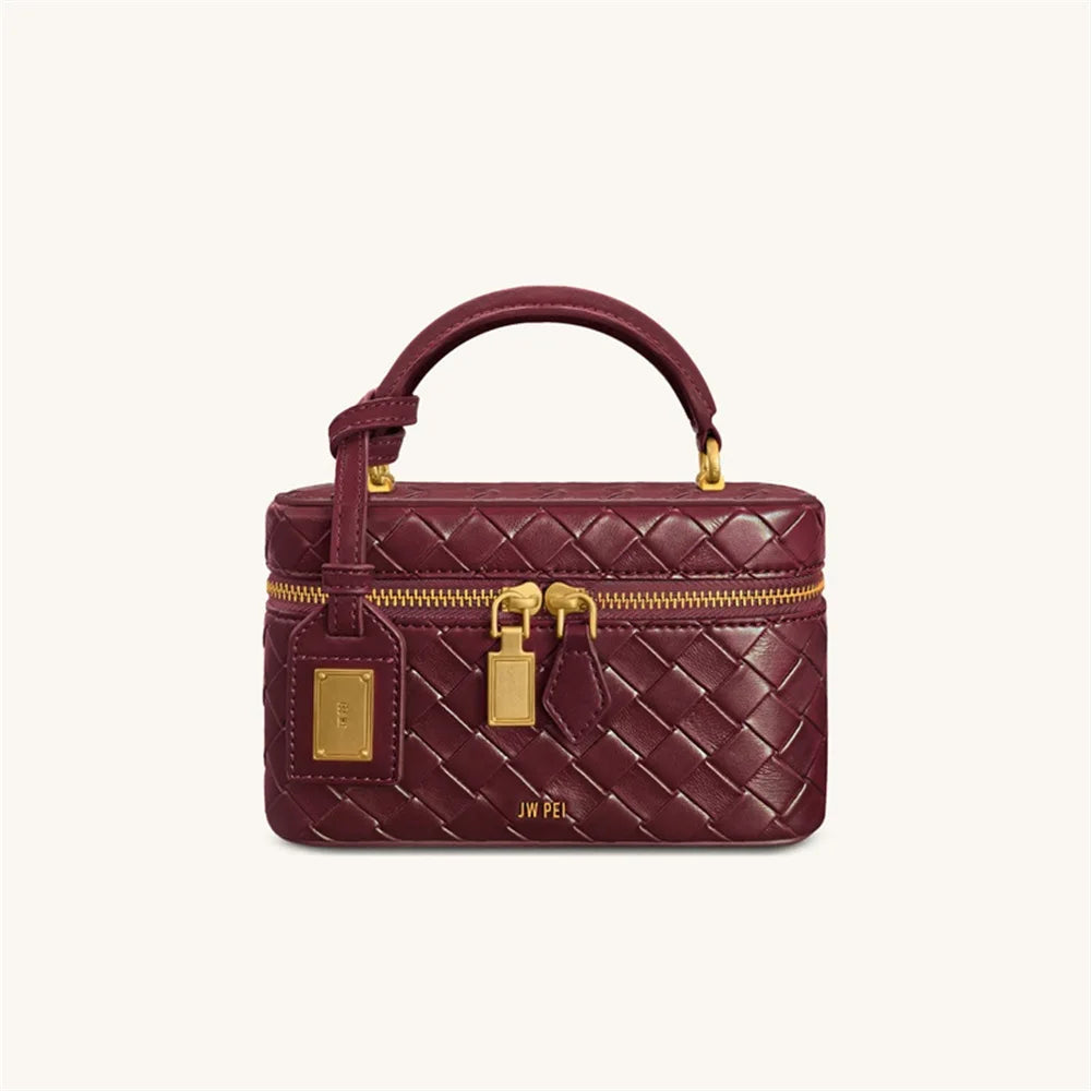 New JWPEI Cleo Crocodile-Print Diamond-Embellished Box Bag, Square Handbag, Crossbody Shoulder Bag, Small Square Bag