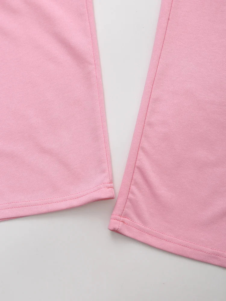 HH Sommer Frauen Casual T-shirt Hose Sets Elegante Rosa O Hals Kurzarm T-Shirt + Kordelzug Lose Hosen Frühling Anzug