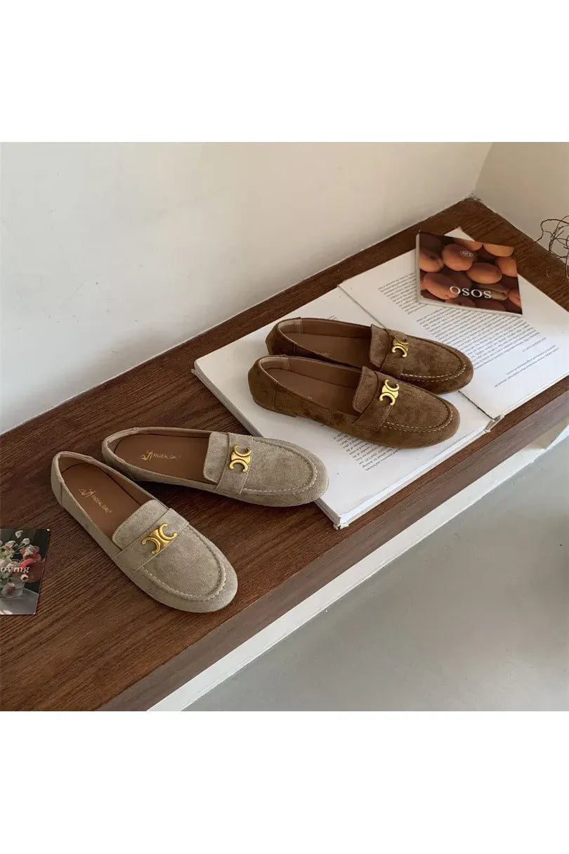 Französische Vintage-Slipper mit flacher Sohle für Damen – Eleganter, neuer Frühlingsstil, Schwarz, Slip-On, weiche Sohle, Bohnenschuhe