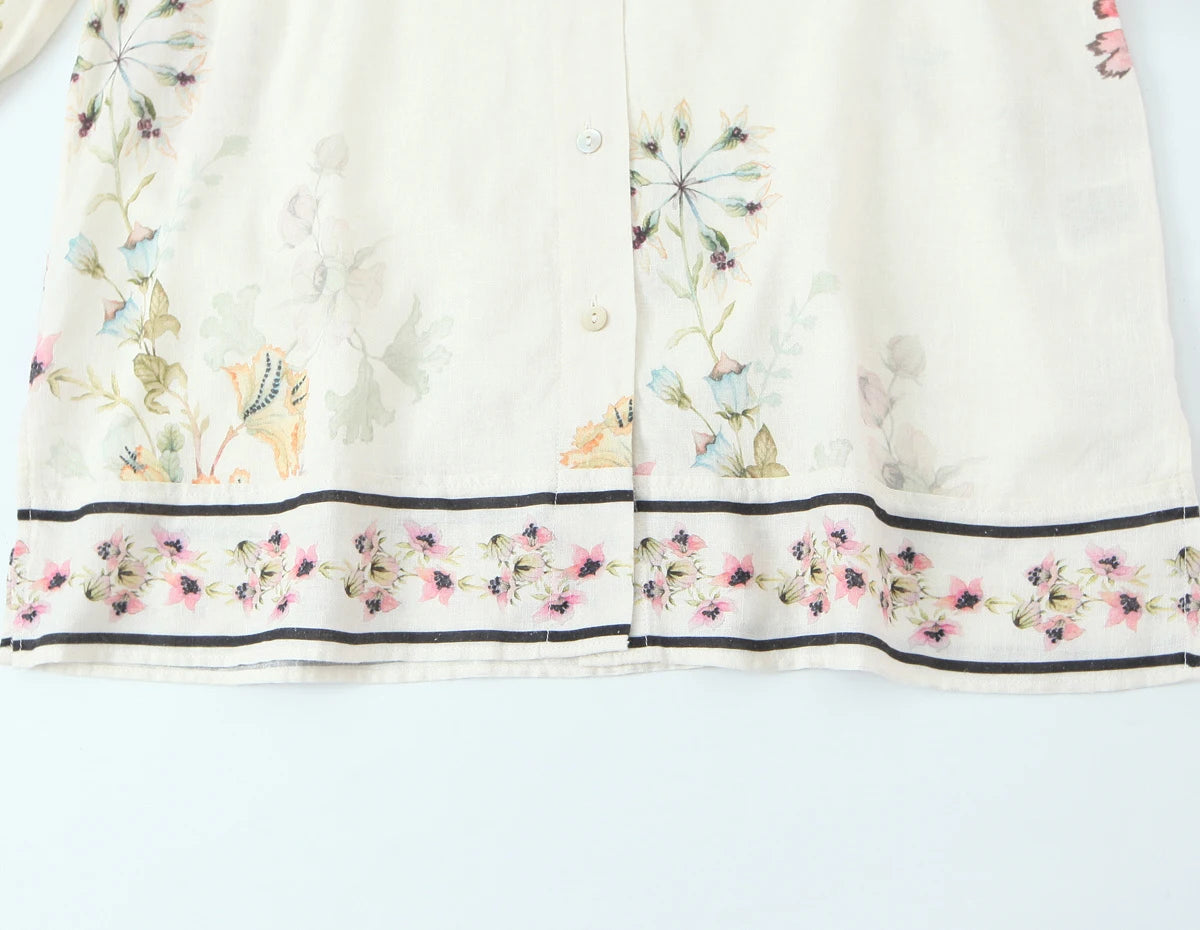 European and American style 2026 spring new women's clothing design loose and versatile linen blend shirt