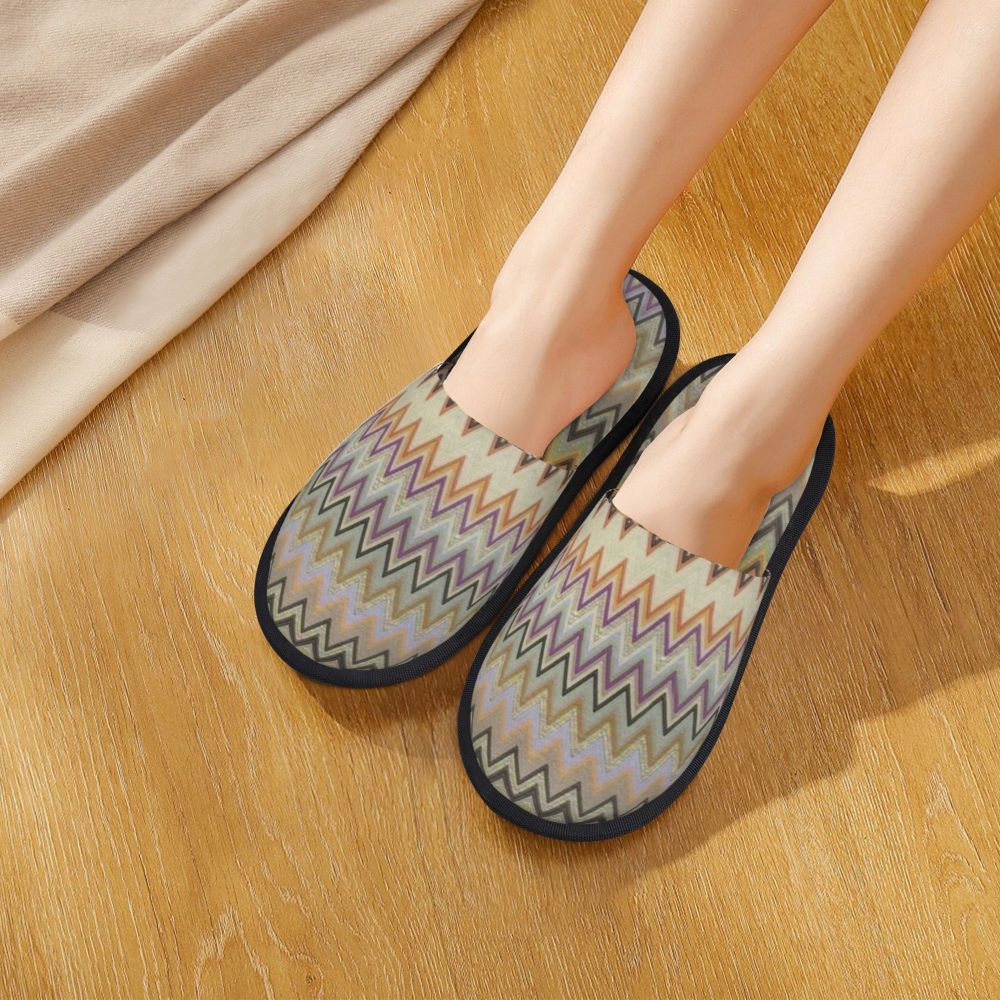 Abstract Geometric Home Zig Zag Guest Slippers for Hotel Women Custom Print Boho Modern Camouflage House Slipper