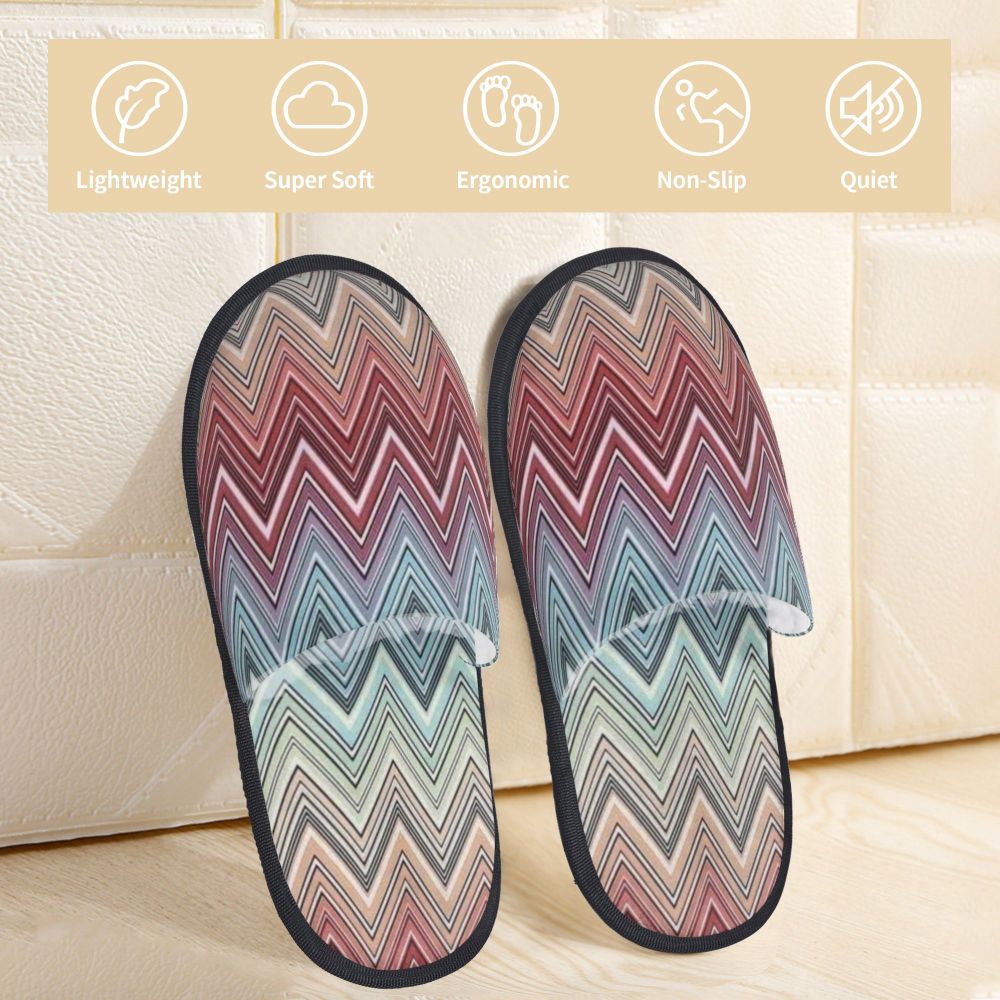 Abstract Geometric Home Zig Zag Guest Slippers for Hotel Women Custom Print Boho Modern Camouflage House Slipper