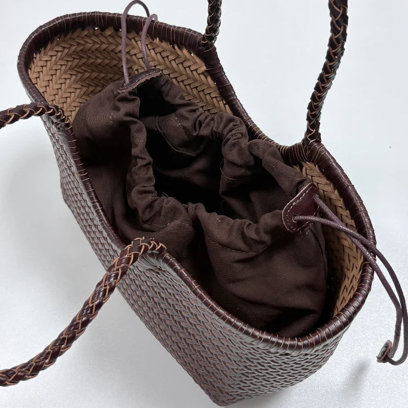 Women Straw 2in1 Woven Bag Fashion Plush Wings Armpit Bag Large Capacity Dumpling Straw Shoulder Bag For Summer Beach Bucket Bag