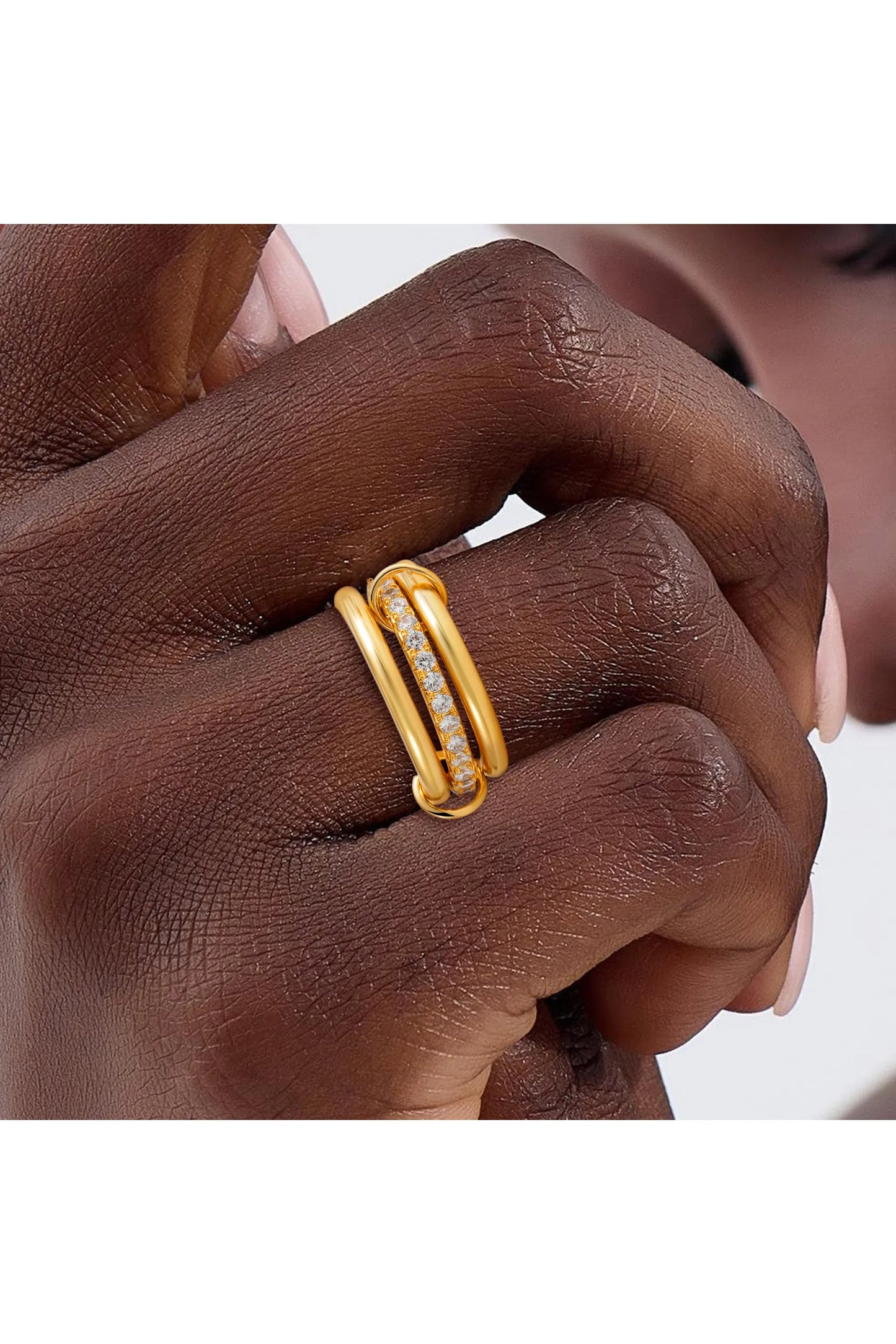 Luxus Zirkonia Stapelring – Vergoldeter Damenring