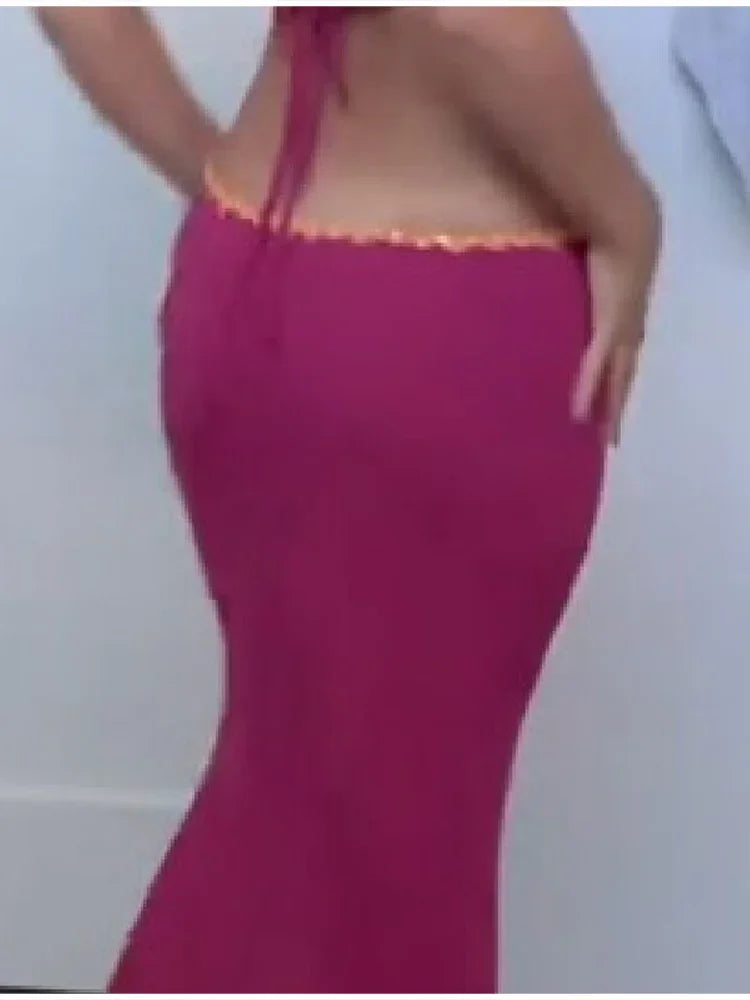 Halter Crop Corset Low Waist Matching Sets Summer Trendy Back Lace Mermaid Skirt Stylish Sexy vacatio Beach Party Baddie Outfits