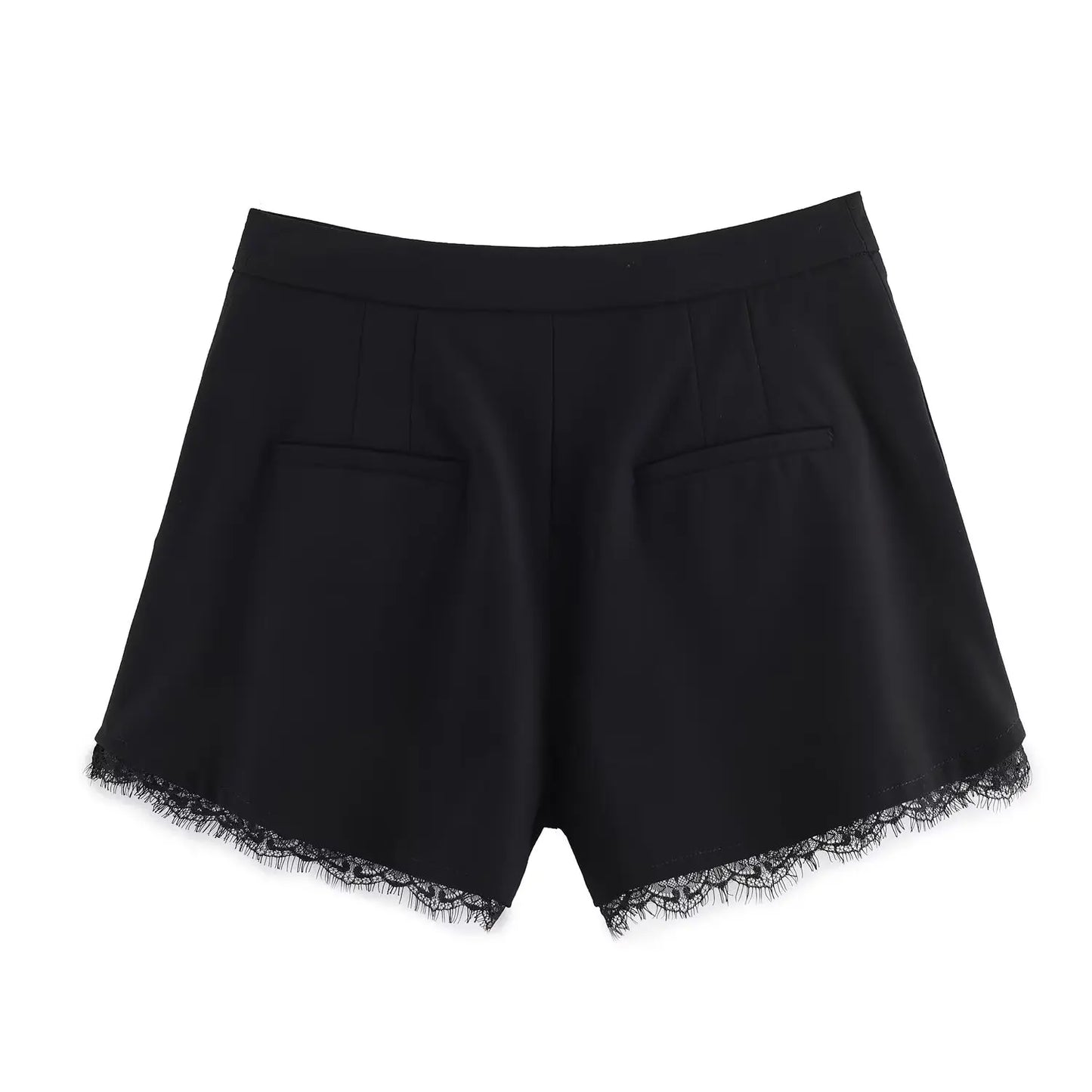 Fashion Women Lace Trim Cropped Blazer Shorts Suits Causal Slim Full Sleeve Coats High-waist Short 2026 New Ladies Solid Outwear