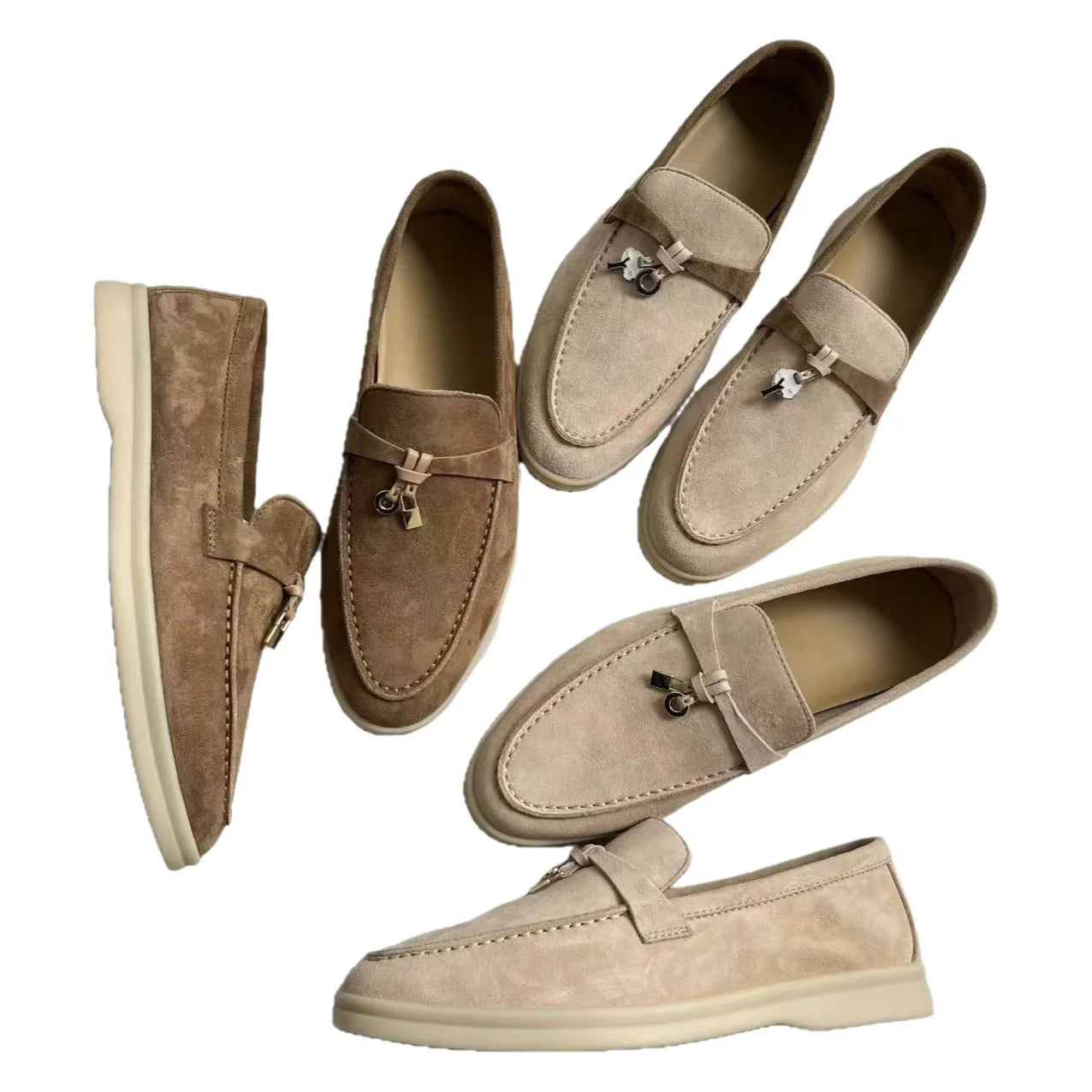 Klassische High-Top LP Loafer mit weicher Sohle, Slip-On-Schuhe, Metallschnalle, Quastendetails, lässige runde Zehenpartie, Leder-Flats
