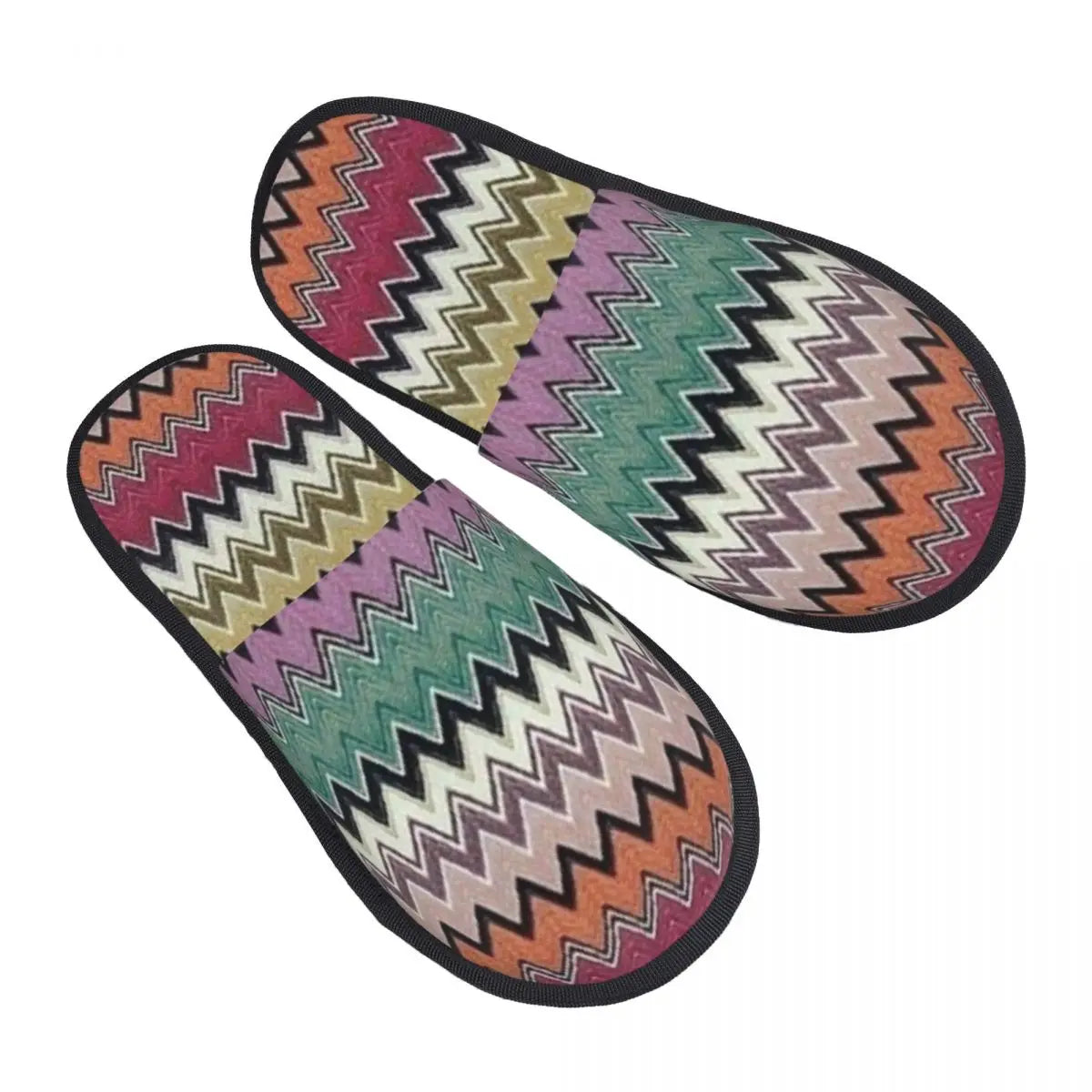 Abstract Geometric Home Zig Zag Guest Slippers for Hotel Women Custom Print Boho Modern Camouflage House Slipper