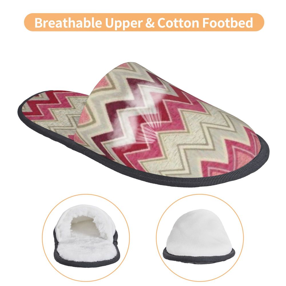 Abstract Geometric Home Zig Zag Guest Slippers for Hotel Women Custom Print Boho Modern Camouflage House Slipper