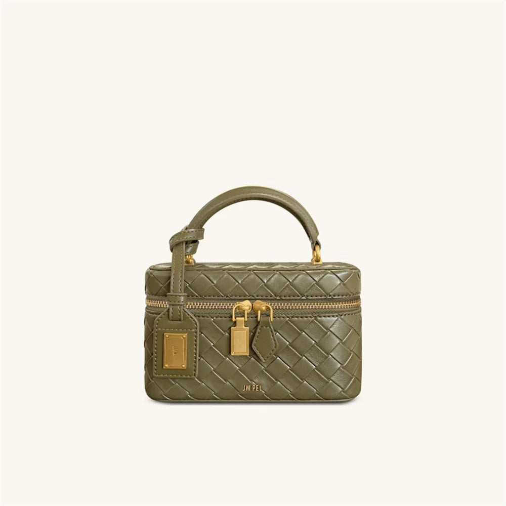 New JWPEI Cleo Crocodile-Print Diamond-Embellished Box Bag, Square Handbag, Crossbody Shoulder Bag, Small Square Bag