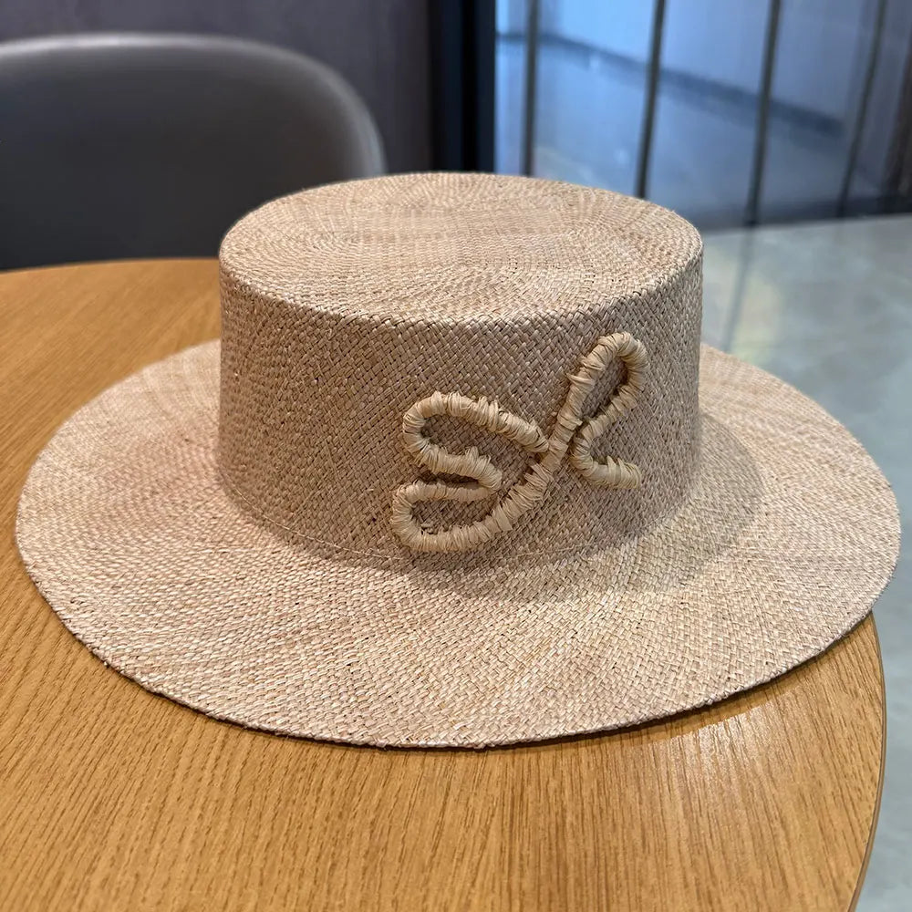 2026 New Summer Natural Straw Wide Brim Handmade High Quality Boater Hat For Women Sun Hat Sombrero Mujer Playa Boater Hat