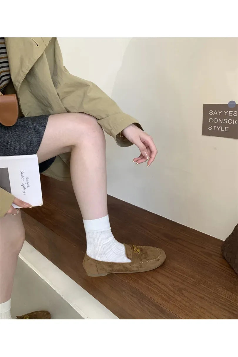 Französische Vintage-Slipper mit flacher Sohle für Damen – Eleganter, neuer Frühlingsstil, Schwarz, Slip-On, weiche Sohle, Bohnenschuhe