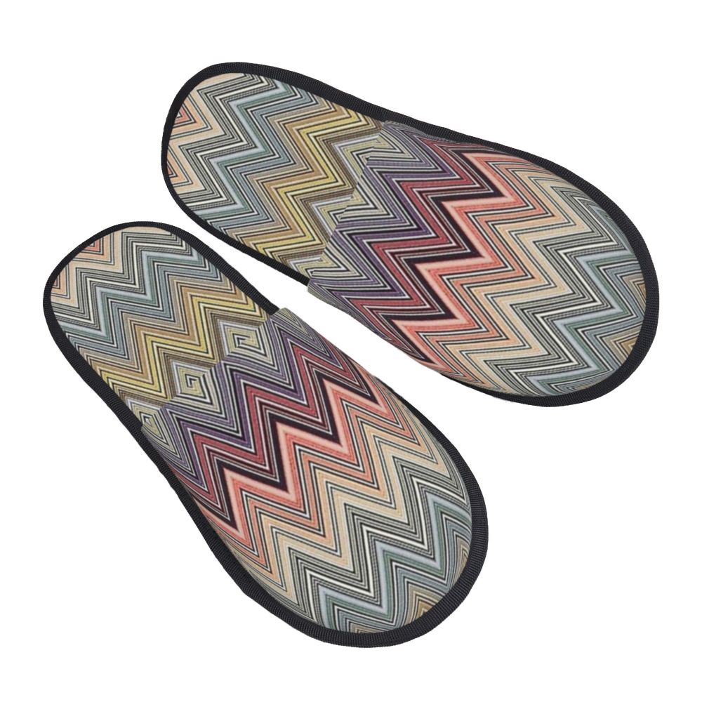 Abstract Geometric Home Zig Zag Guest Slippers for Hotel Women Custom Print Boho Modern Camouflage House Slipper