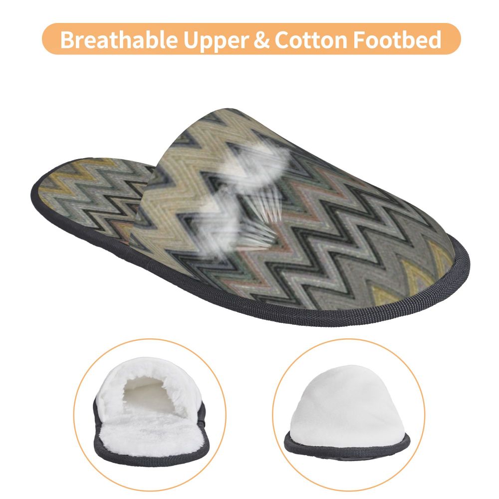 Abstract Geometric Home Zig Zag Guest Slippers for Hotel Women Custom Print Boho Modern Camouflage House Slipper